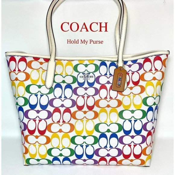 Coach Purse Signature Rainbow City Tote Bag NWT - Picture 3 of 13